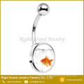 316L Surgical Steel Goldfish Logo Epoxy Belly Ring Body Jewelry